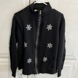 Black Snowflakes Sweatshirt Jacket